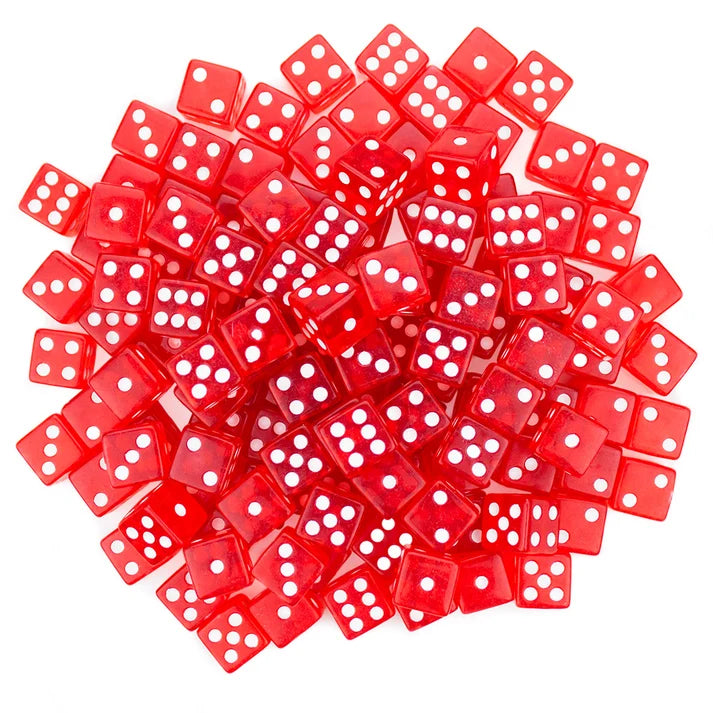 (5) Red Translucent 16mm Game Dice