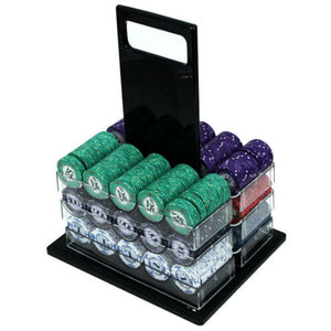 1000 Scroll Ceramic Poker Chip Set with Acrylic Case