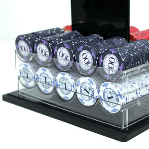 1000 Scroll Ceramic Poker Chip Set with Acrylic Case