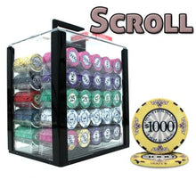 Load image into Gallery viewer, 1000 Scroll Ceramic Poker Chip Set with Acrylic Case
