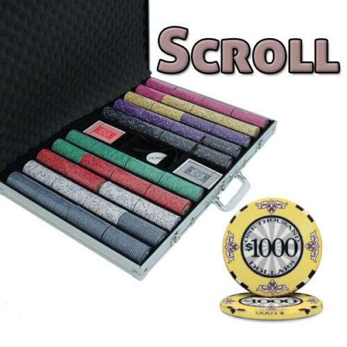 1000 Scroll Ceramic Poker Chip Set with Aluminum Case