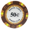 Brown 50¢ Monte Carlo poker chip