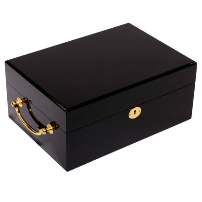 500 Count Black Mahogany Wooden Poker Chip Case
