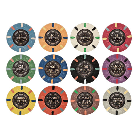 Jupiter Club 43mm 100% clay poker chips