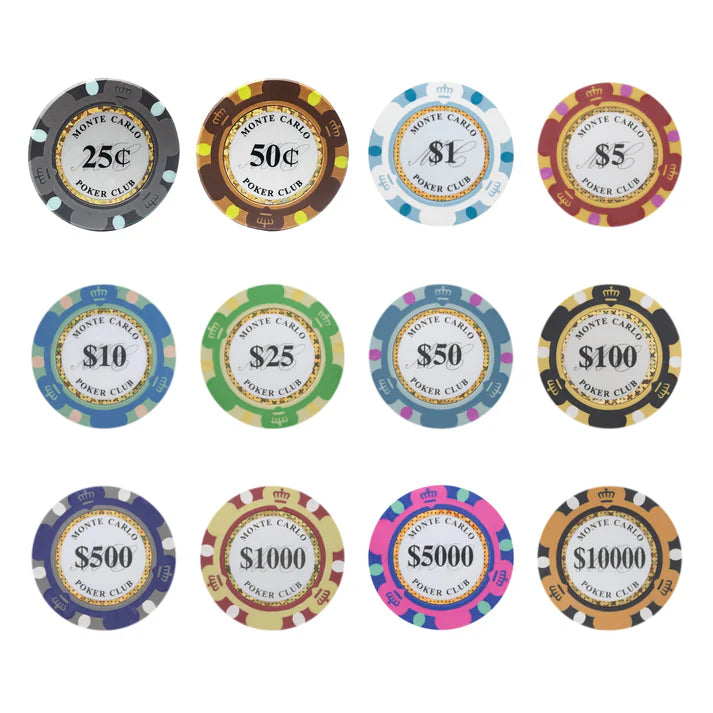 Monte Carlo 14g clay composite poker chips