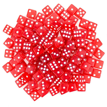 (5) Red Translucent 16mm Game Dice