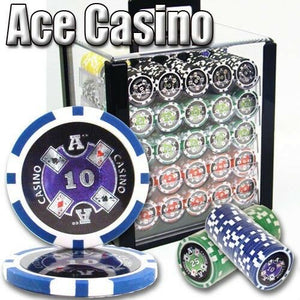 1000 Ace Casino Poker Chip Set with Acrylic Case