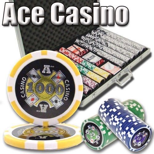 1000 Ace Casino Poker Chip Set with Aluminum Case