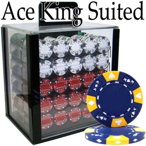 1000 Ace King Suited Poker Chip Set with Acrylic Case