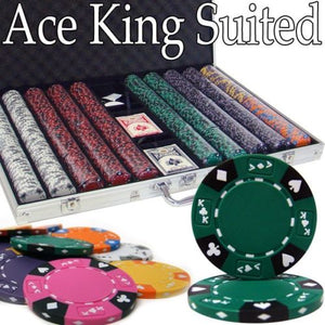 1000 Ace King Suited Poker Chip Set with Aluminum Case