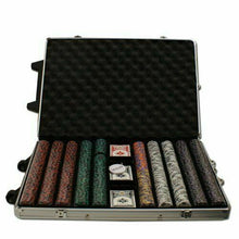 Load image into Gallery viewer, 1000 Ace King Suited Poker Chip Set with Rolling  Aluminum Case