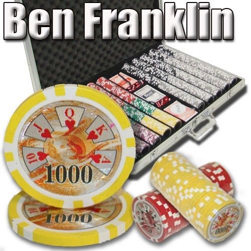 1000 Ben Franklin Poker Chip Set with Aluminum Case