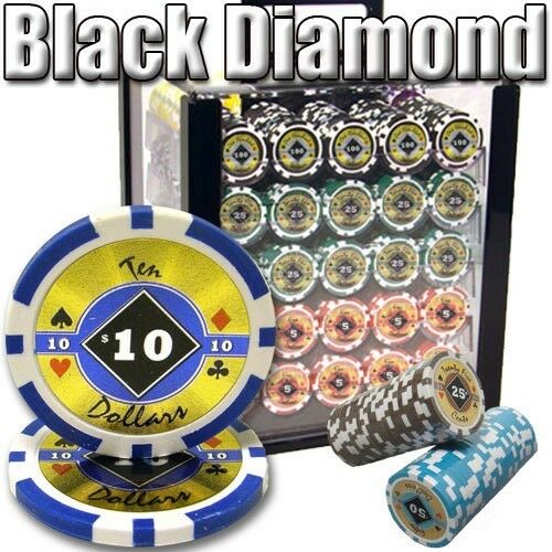 1000 Black Diamond Poker Chip Set with Acrylic Case