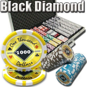 1000 Black Diamond Poker Chip Set with Aluminum Case