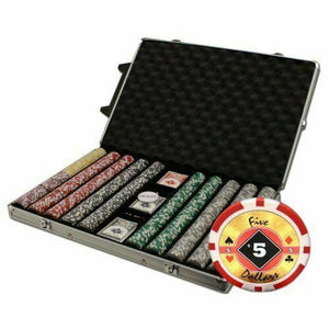 1000 Black Diamond Poker Chip Set with Rolling Aluminum Case