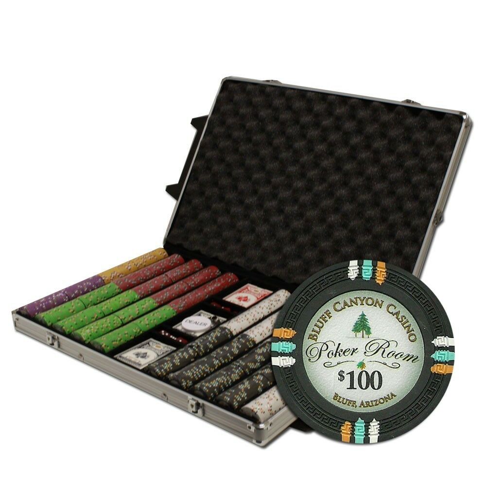 1000 Bluff Canyon Poker Chip Set with Rolling Aluminum Case