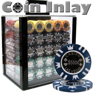 1000 Coin Inlay Poker Chip Set with Acrylic Case