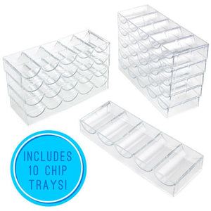 1000 Count Acrylic Poker Chip Case with Trays