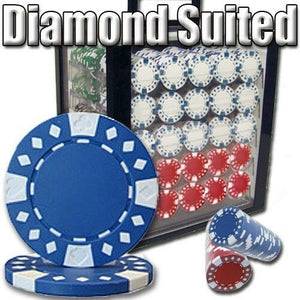 1000 Diamond Suited Poker Chip Set with Acrylic Case
