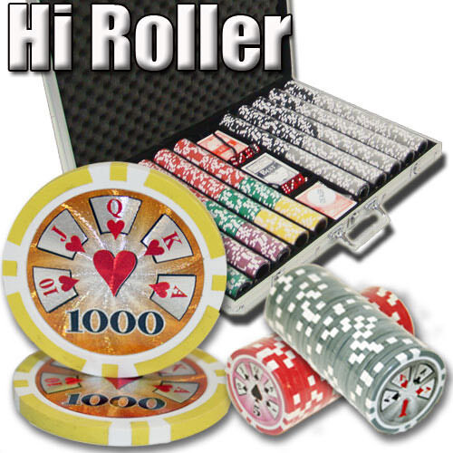 1000 High Roller Poker Chip Set with Aluminum Case