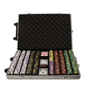 1000 Kings Casino Poker Chip Set with Rolling Aluminum Case