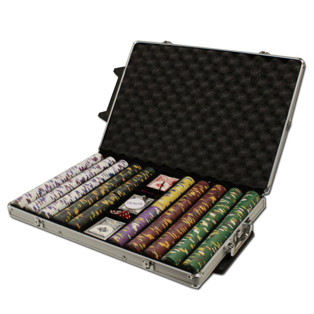 1000 Kings Casino Poker Chip Set with Rolling Aluminum Case