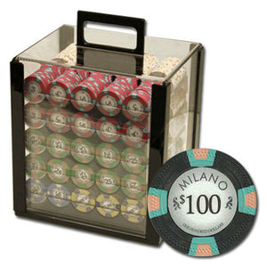 1000 Milano Clay Poker Chip Set with Acrylic Case