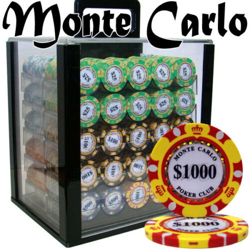 1000 Monte Carlo Poker Chip Set with Acrylic Case