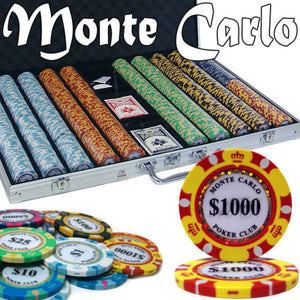 1000 Monte Carlo Poker Chip Set with Aluminum Case