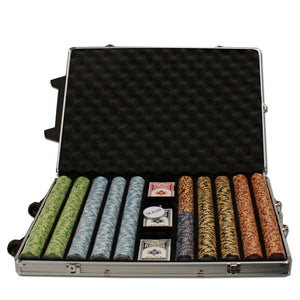 1000 Monte Carlo Poker Chip Set with Rolling Aluminum Case