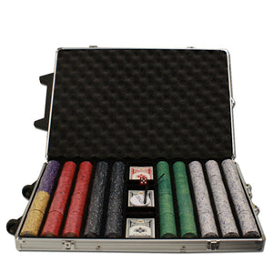 1000 Scroll Ceramic Poker Chip Set with Rolling Aluminum Case