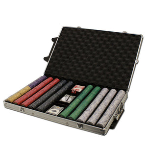 1000 Scroll Ceramic Poker Chip Set with Rolling Aluminum Case