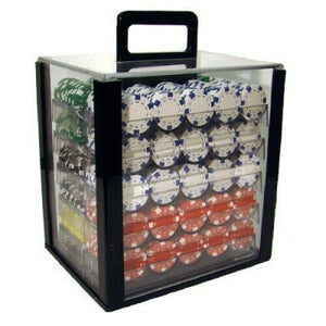 1000 Striped Dice Poker Chip Set with Acrylic Case