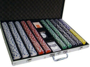 1000 Striped Dice Poker Chip Set with Aluminum Case