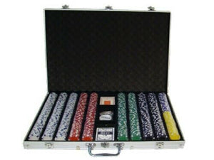 1000 Striped Dice Poker Chip Set with Aluminum Case