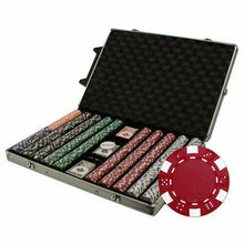 Load image into Gallery viewer, 1000 Striped Dice Poker Chip Set with Rolling Aluminum Case
