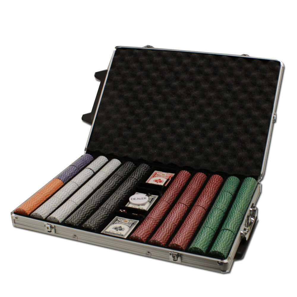 1000 Suited Poker Chip Set with Rolling Aluminum Case