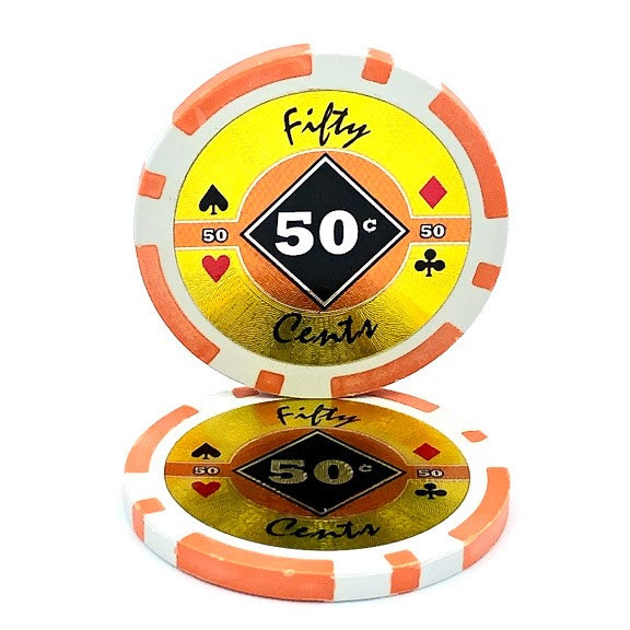 (25) 50 Cent Black Diamond Poker Chips