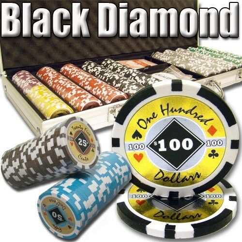 500 Black Diamond Poker Chip Set with Aluminum Case