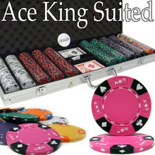 Load image into Gallery viewer, 500 Ace King Suited Poker Chip Set with Aluminum Case