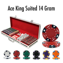 Load image into Gallery viewer, 500 Ace King Suited Poker Chip Set with Black Aluminum Case