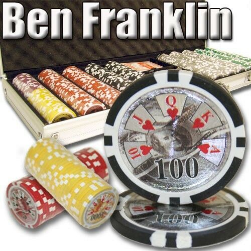 500 Ben Franklin Poker Chip Set with Aluminum Case