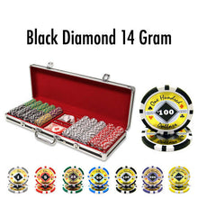 Load image into Gallery viewer, 500 Black Diamond Poker Chip Set with Black Aluminum Case