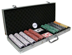 500 Coin Inlay Poker Chip Set with Aluminum Case