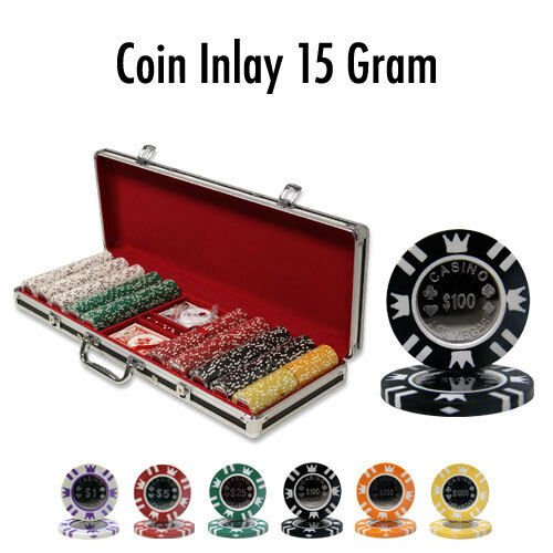 500 Coin Inlay Poker Chip Set with Black Aluminum Case