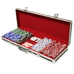 500 Diamond Suited Poker Chip Set with Black Aluminum Case