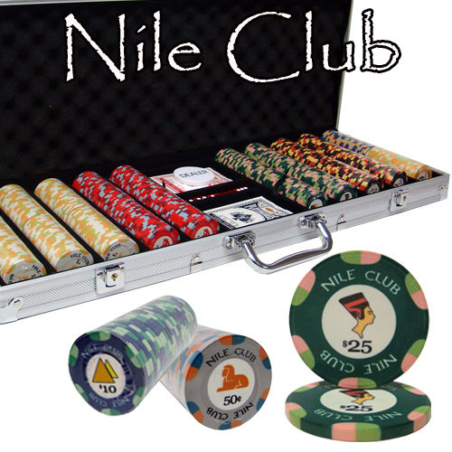 500 Nile Club Ceramic Poker Chip Set with Aluminum Case