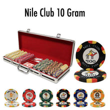 Load image into Gallery viewer, 500 Nile Club Ceramic Poker Chip Set with Black Aluminum Case