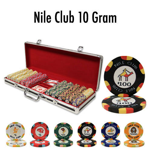 500 Nile Club Ceramic Poker Chip Set with Black Aluminum Case