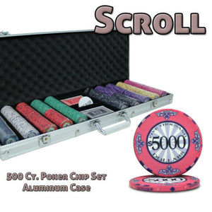 500 Scroll Ceramic Poker Chip Set with Aluminum Case